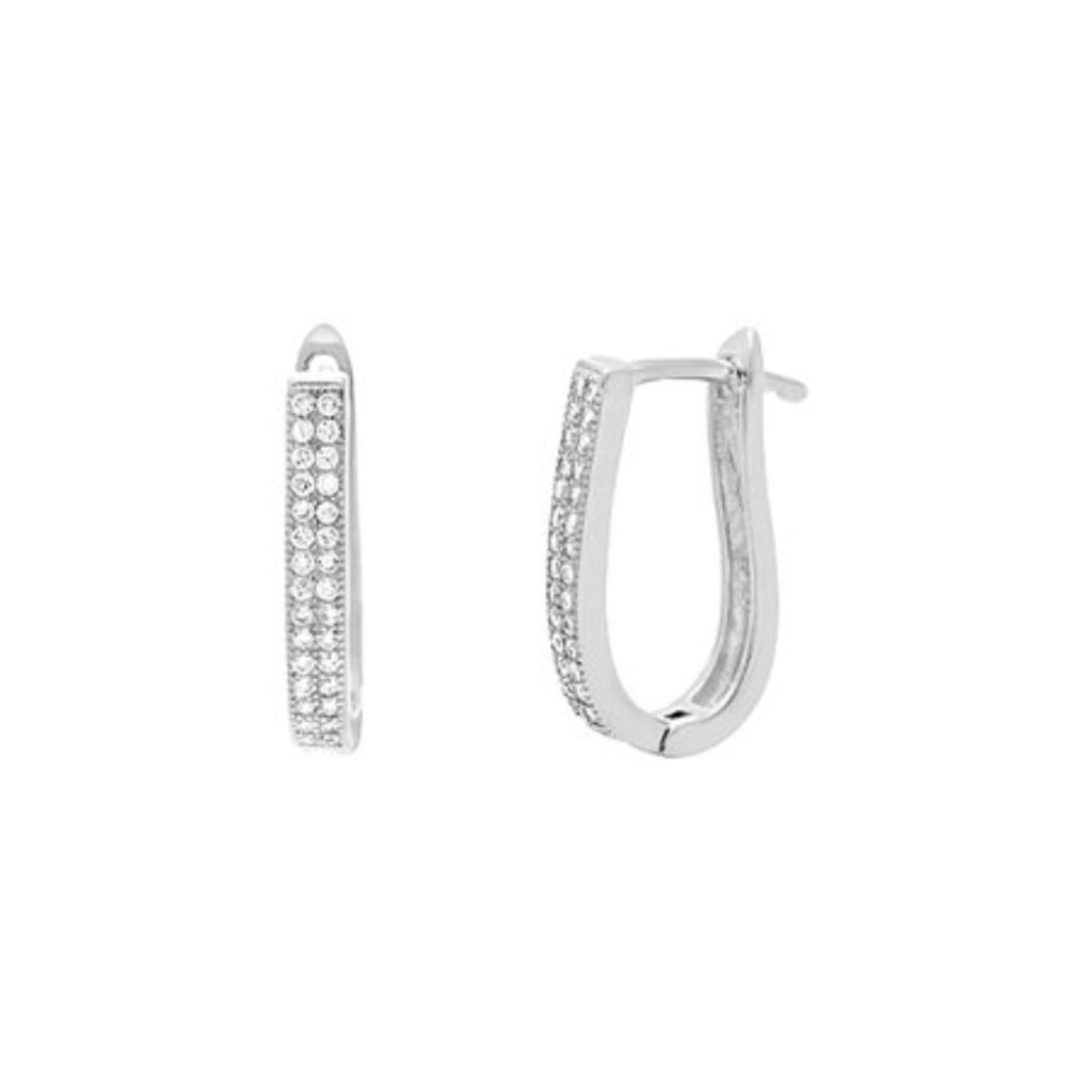 Bliss 18k White Silver Diamond Omega Earrings 77$